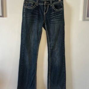 L.A. idol Women's Boot Cut Jeans - Dark Blue Wash